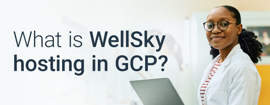 Professional using WellSky Transfusion software on a laptop to manage hospital blood bank services.